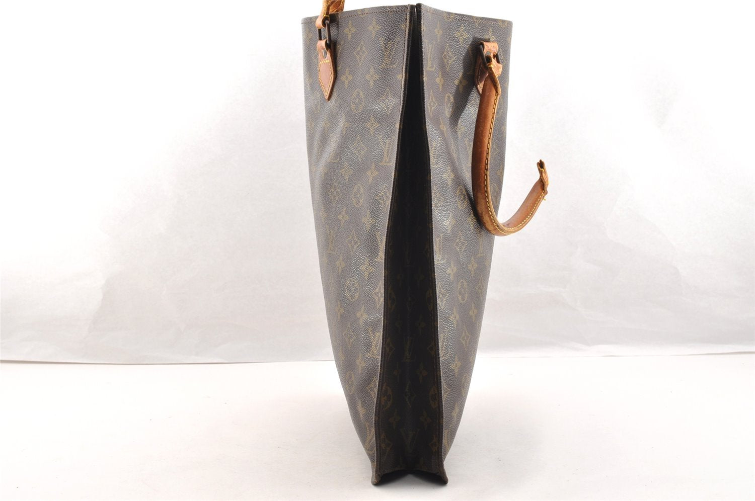 Authentic Louis Vuitton Monogram Sac Plat Hand Tote Bag Old Model LV Junk 6115I