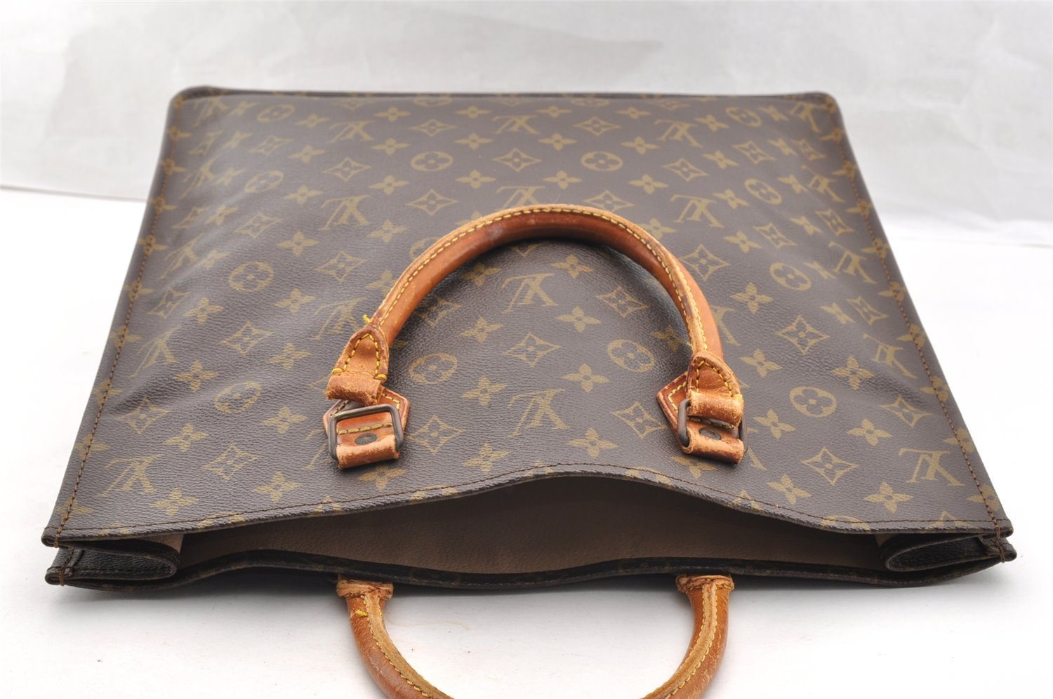 Authentic Louis Vuitton Monogram Sac Plat Hand Tote Bag Old Model LV Junk 6115I