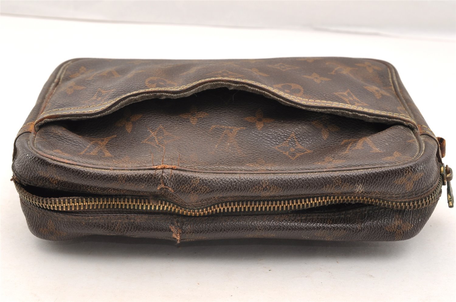 Authentic Louis Vuitton Monogram Compiegne 23 Clutch Hand Bag M51847 Junk 6120I