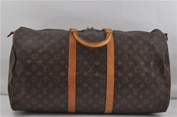 Auth Louis Vuitton Monogram Keepall Bandouliere 55 Boston Bag M41414 LV 6122D