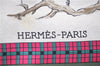 Authentic HERMES Carre 90 Scarf "I'Hiver en Poste" Silk Khaki Green Box 6124E