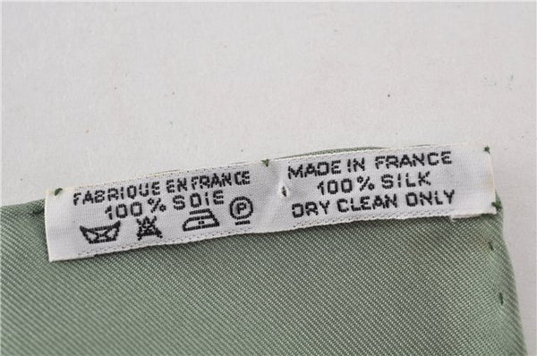 Authentic HERMES Carre 90 Scarf "I'Hiver en Poste" Silk Khaki Green Box 6124E