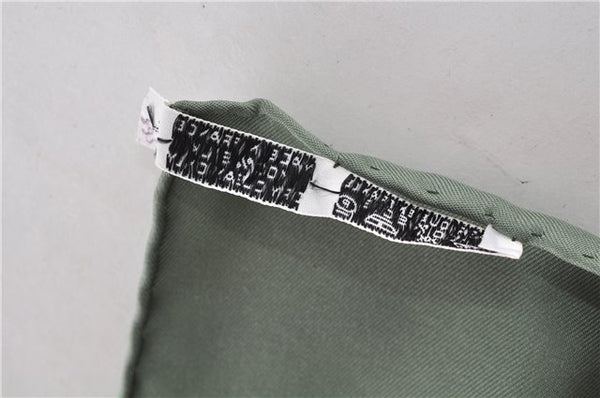 Authentic HERMES Carre 90 Scarf "I'Hiver en Poste" Silk Khaki Green Box 6124E