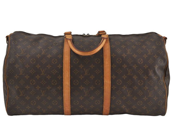 Auth Louis Vuitton Monogram Keepall Bandouliere 60 Boston Bag M41412 LV 6125D