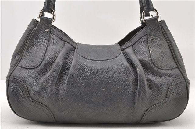 Authentic PRADA Leather Hand Shoulder Bag Purse Gray 6131C