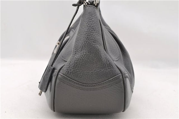 Authentic PRADA Leather Hand Shoulder Bag Purse Gray 6131C