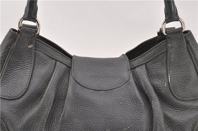 Authentic PRADA Leather Hand Shoulder Bag Purse Gray 6131C