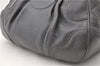 Authentic PRADA Leather Hand Shoulder Bag Purse Gray 6131C