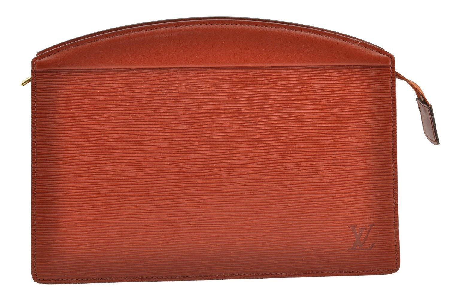 Authentic Louis Vuitton Epi Trousse Crete Clutch Bag Brown M48403 LV 6134I