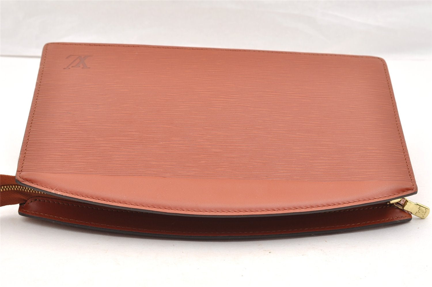 Authentic Louis Vuitton Epi Trousse Crete Clutch Bag Brown M48403 LV 6134I