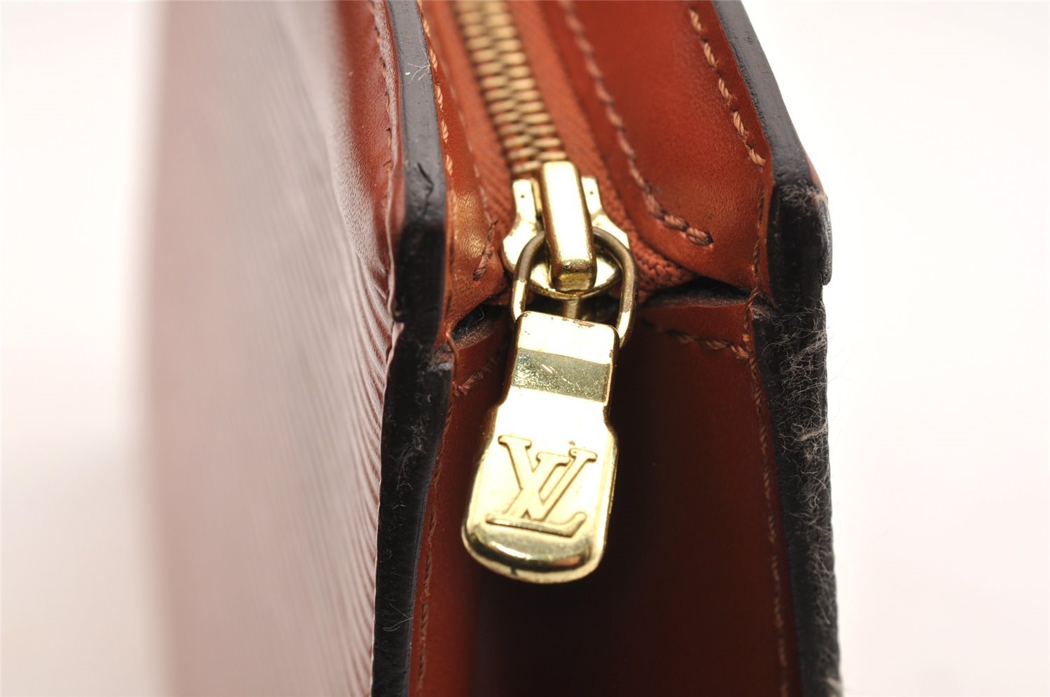 Authentic Louis Vuitton Epi Trousse Crete Clutch Bag Brown M48403 LV 6134I