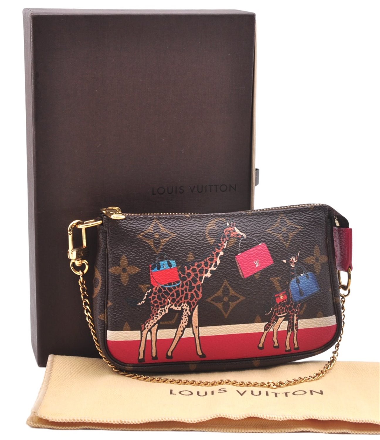 Auth Louis Vuitton Monogram Mini Pochette Accessoires Pouch M62087 LV Box 6141E