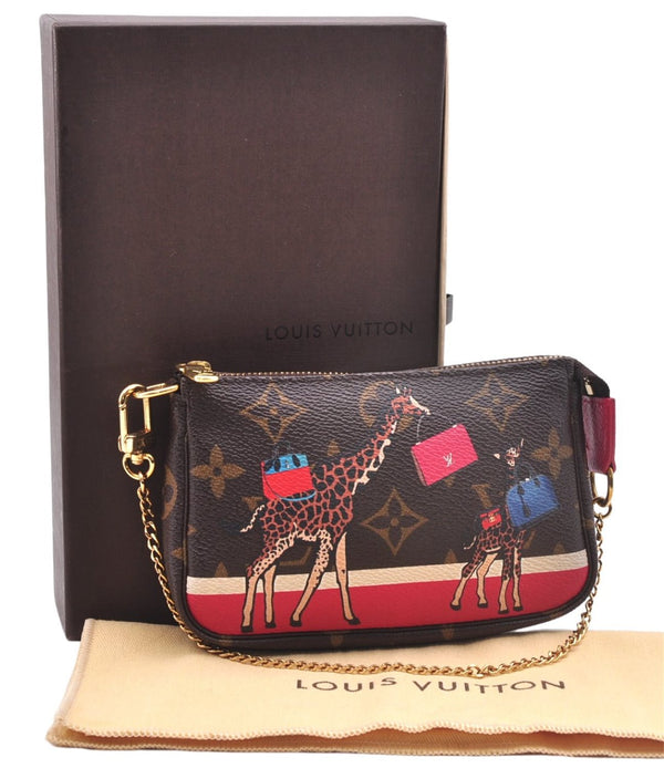 Auth Louis Vuitton Monogram Mini Pochette Accessoires Pouch M62087 LV Box 6141E