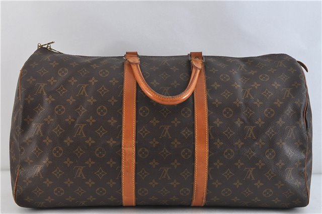 Authentic LOUIS VUITTON Monogram Keepall 55 Boston Bag M41424 LV 6142C