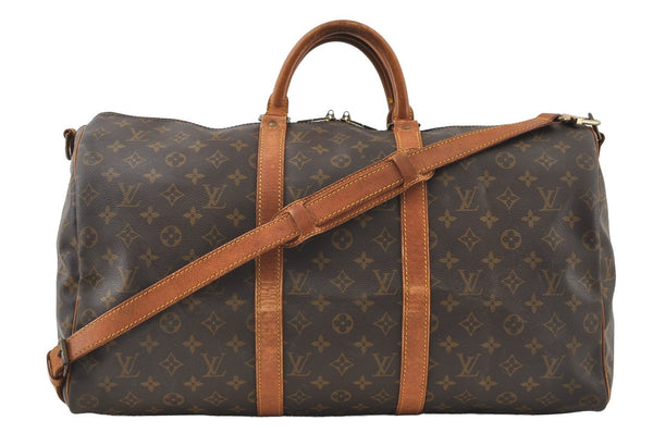 Authentic Louis Vuitton Monogram Keepall Bandouliere 50 M41416 Boston Bag 6142I