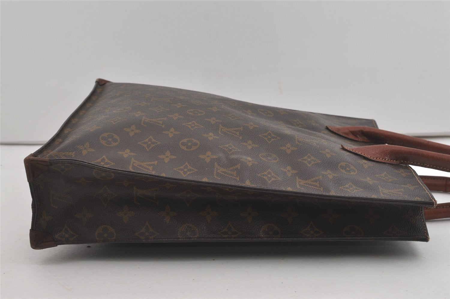 Authentic Louis Vuitton Monogram Sac Plat Hand Tote Bag M51140 LV 6143I