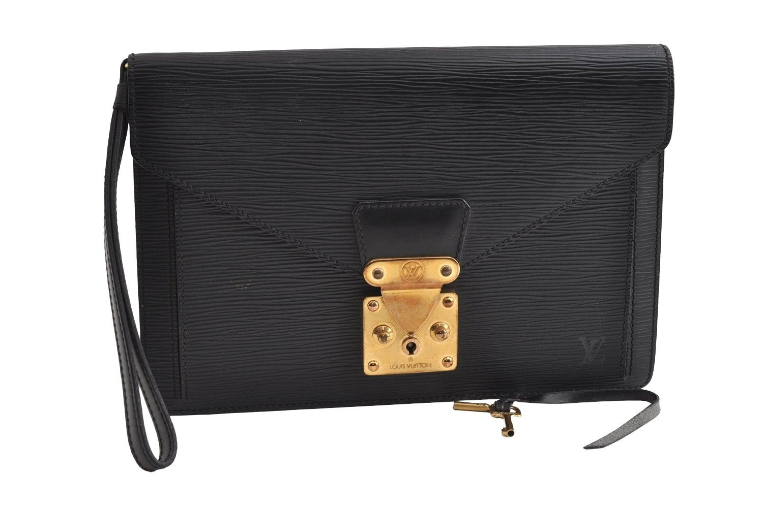 Authentic Louis Vuitton Epi Sellier Dragonne Clutch Bag Black M52612 LV 6147I