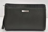 Authentic BURBERRY Vintage Leather Clutch Bag Purse Green 6151D