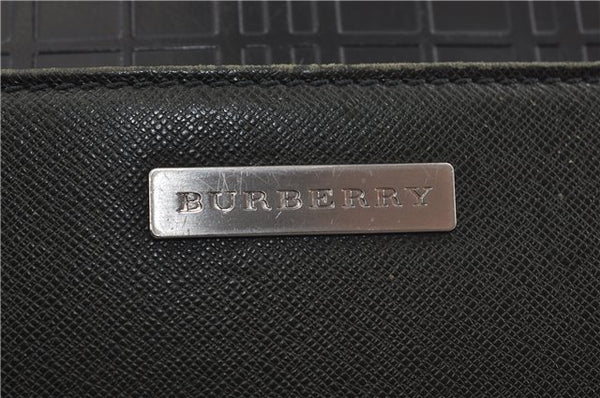 Authentic BURBERRY Vintage Leather Clutch Bag Purse Green 6151D