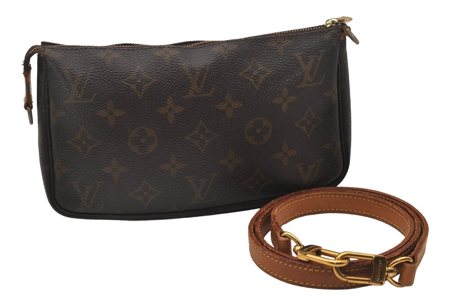 Authentic Louis Vuitton Monogram Pochette Accessoires Shoulder Cross Pouch 6160I