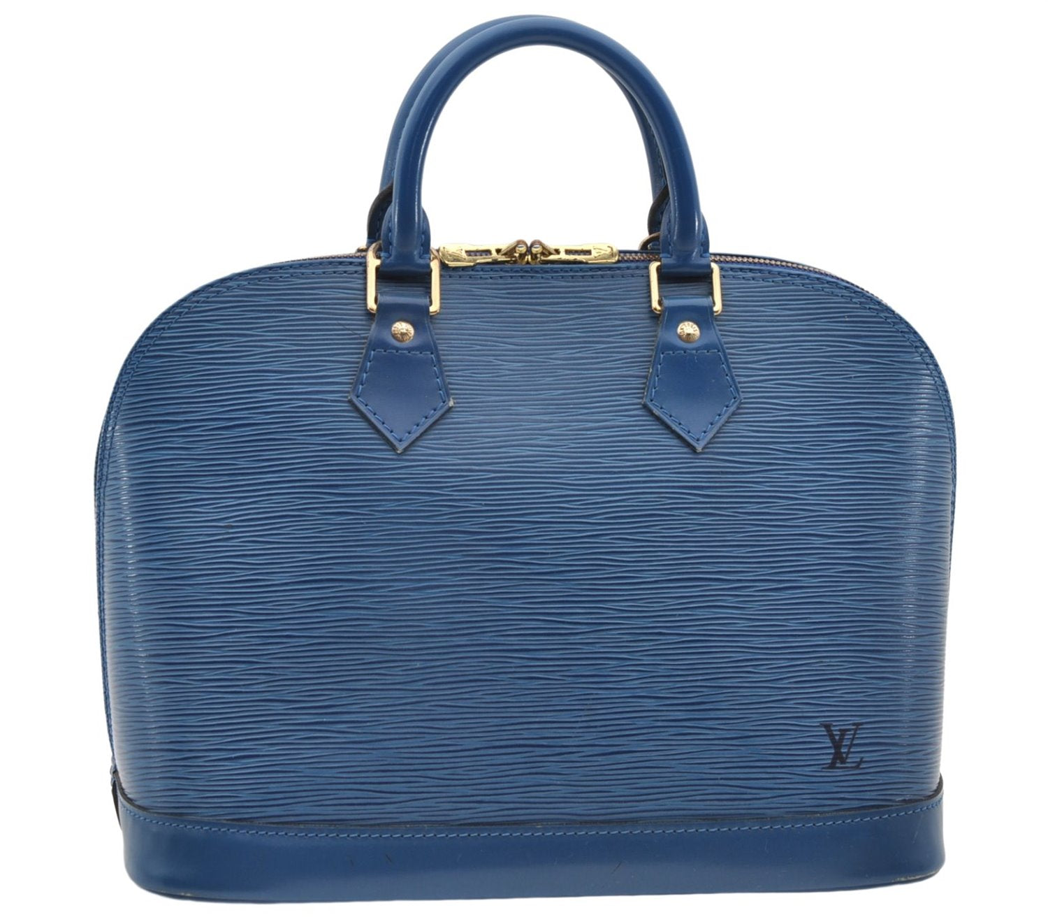 Authentic Louis Vuitton Epi Alma PM Hand Bag Blue M52145 LV 6161E