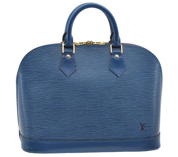 Authentic Louis Vuitton Epi Alma PM Hand Bag Blue M52145 LV 6161E