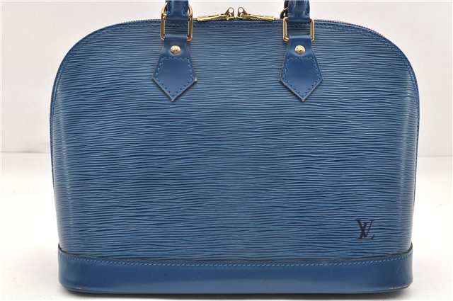 Authentic Louis Vuitton Epi Alma PM Hand Bag Blue M52145 LV 6161E