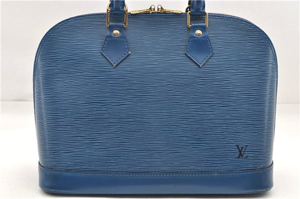 Authentic Louis Vuitton Epi Alma PM Hand Bag Blue M52145 LV 6161E
