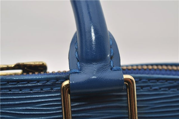 Authentic Louis Vuitton Epi Alma PM Hand Bag Blue M52145 LV 6161E