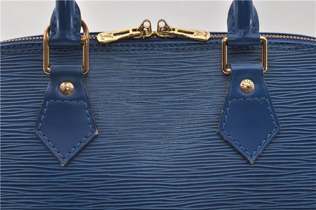 Authentic Louis Vuitton Epi Alma PM Hand Bag Blue M52145 LV 6161E