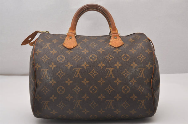 Authentic Louis Vuitton Monogram Speedy 30 Hand Boston Bag M41526 LV 6163I