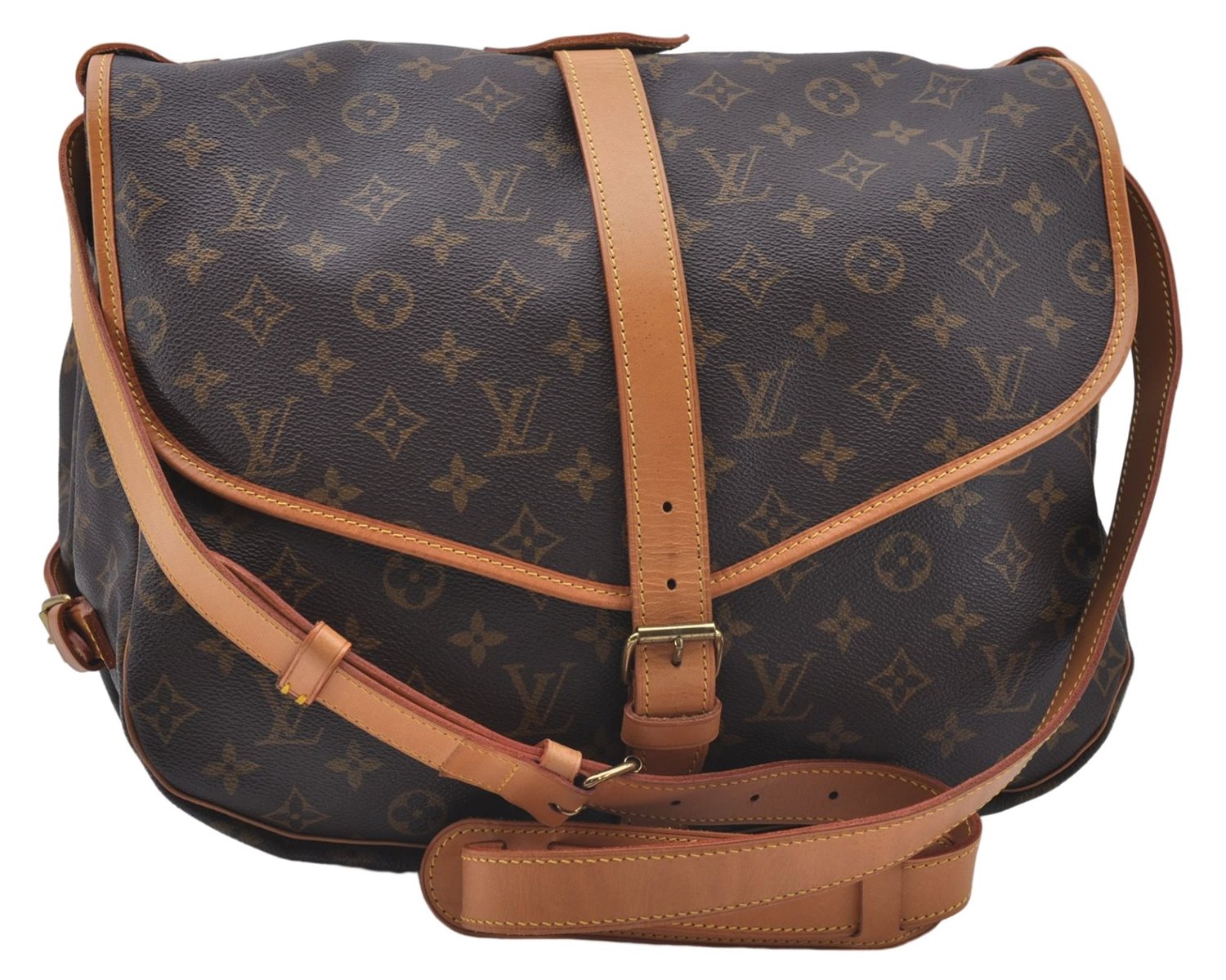 Auth Louis Vuitton Monogram Saumur 35 Shoulder Cross Body Bag M42254 LV 6165D