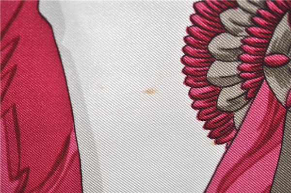 Authentic HERMES Carre 90 Scarf "Frontaux et Cocardes" Silk Bordeaux Red 6174D