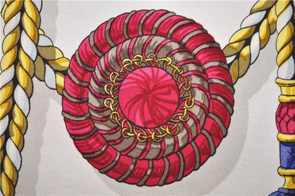 Authentic HERMES Carre 90 Scarf "Frontaux et Cocardes" Silk Bordeaux Red 6174D