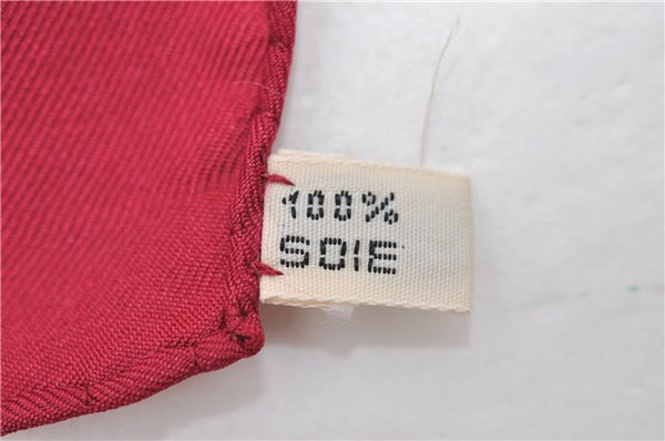 Authentic HERMES Carre 90 Scarf "Frontaux et Cocardes" Silk Bordeaux Red 6174D