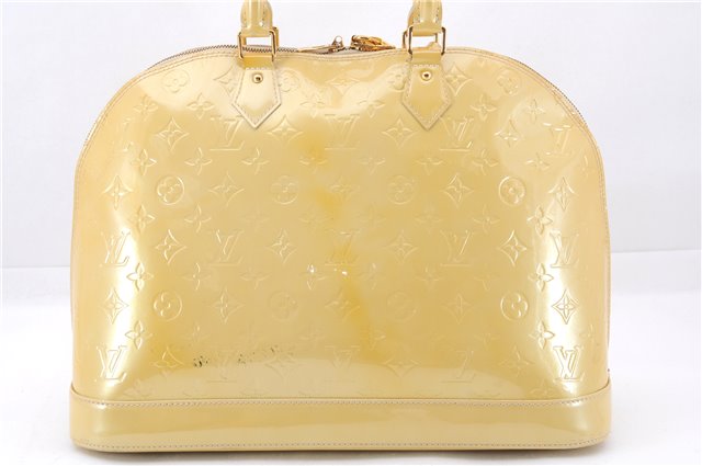 Authentic Louis Vuitton Vernis Alma GM Hand Bag Yellow M91450 LV 6176E