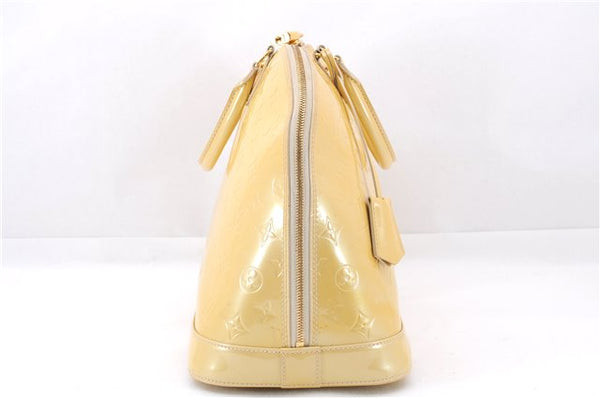 Authentic Louis Vuitton Vernis Alma GM Hand Bag Yellow M91450 LV 6176E