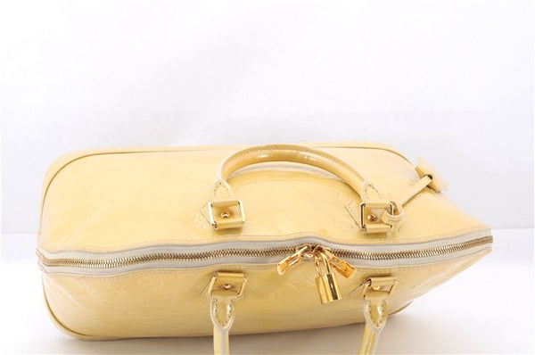 Authentic Louis Vuitton Vernis Alma GM Hand Bag Yellow M91450 LV 6176E