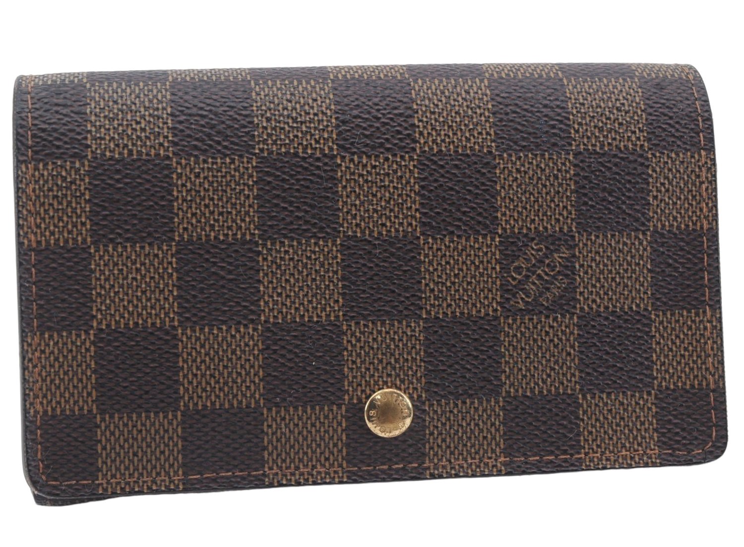 Auth Louis Vuitton Damier Porte Monnaie Billets Tresor Wallet N61730 LV 6177D