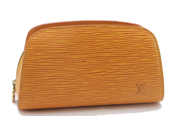 Authentic LOUIS VUITTON Epi Dauphine Cosmetic Pouch Yellow M48449 LV 6179C