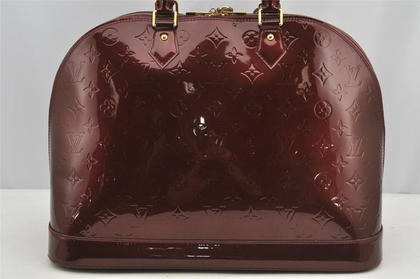 Authentic Louis Vuitton Vernis Alma GM Hand Bag Wine Red M91687 LV 6180I