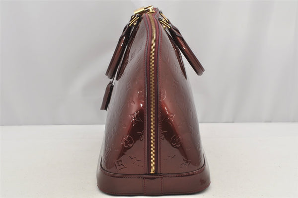 Authentic Louis Vuitton Vernis Alma GM Hand Bag Wine Red M91687 LV 6180I