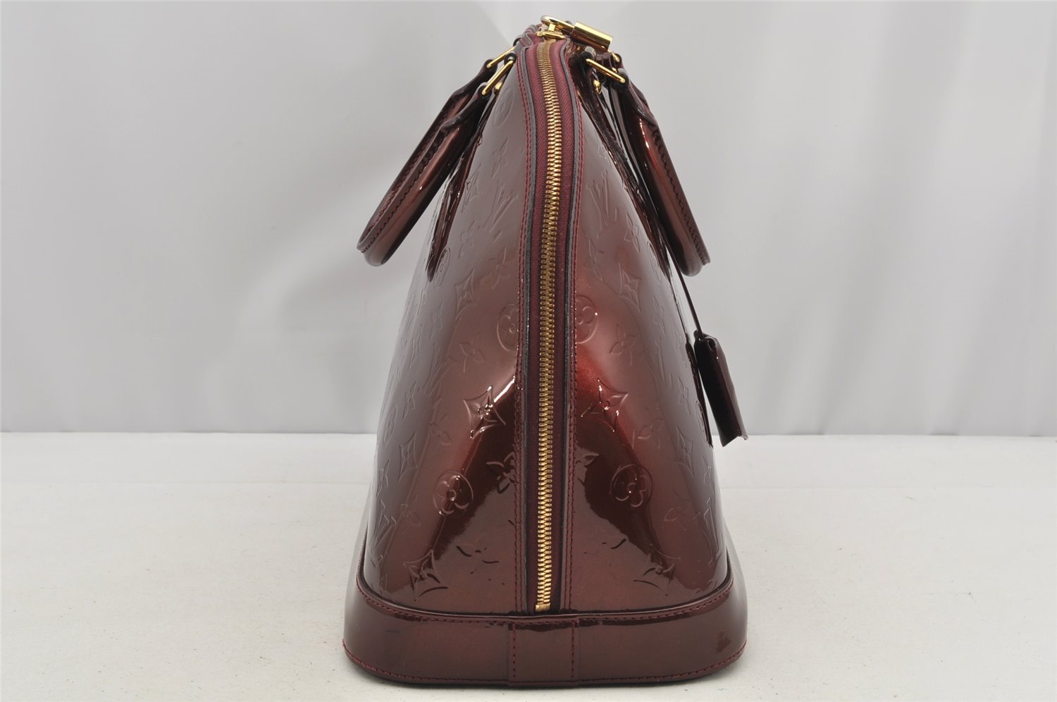 Authentic Louis Vuitton Vernis Alma GM Hand Bag Wine Red M91687 LV 6180I