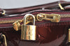 Authentic Louis Vuitton Vernis Alma GM Hand Bag Wine Red M91687 LV 6180I