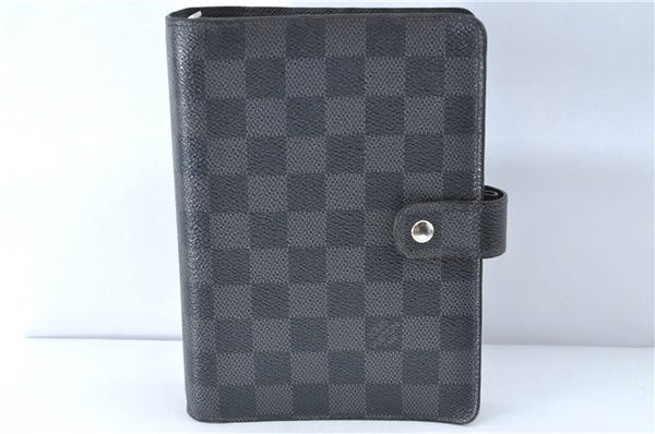 Auth Louis Vuitton Damier Graphite Agenda MM Day Planner Cover R20242 LV 6181A