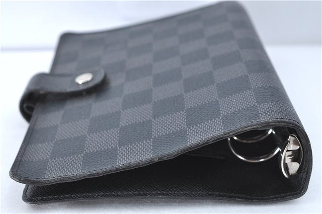 Auth Louis Vuitton Damier Graphite Agenda MM Day Planner Cover R20242 LV 6181A