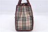 Authentic BURBERRY Nova Check Canvas Leather Hand Bag Purse Beige Red 6181D