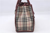 Authentic BURBERRY Nova Check Canvas Leather Hand Bag Purse Beige Red 6181D