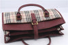Authentic BURBERRY Nova Check Canvas Leather Hand Bag Purse Beige Red 6181D