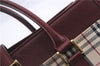 Authentic BURBERRY Nova Check Canvas Leather Hand Bag Purse Beige Red 6181D
